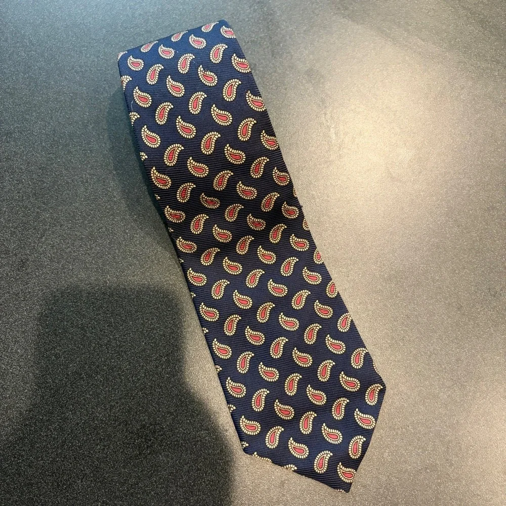 Vintage Polo Ralph Lauren Silk Tie Mens Navy Blue Red Paisley Classic Business